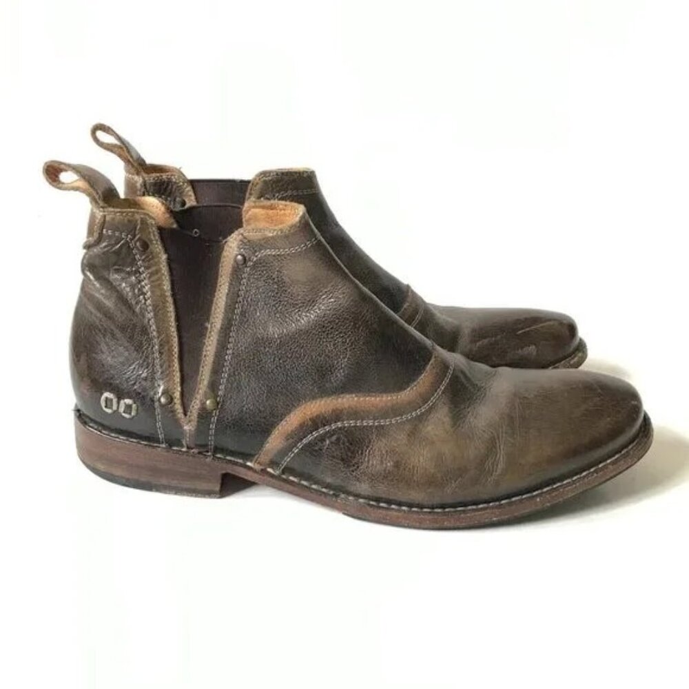Bed Stu Chelsea Boots Mens 10.5 Brown Leather Distressed Elastic Side Panel Shoe